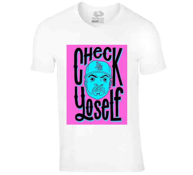 Check Yo Self White  T Shirt