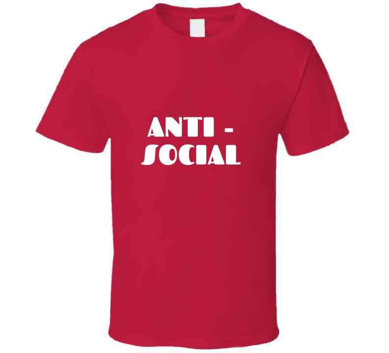 Anti - Social ( Red ) Ladies T Shirt