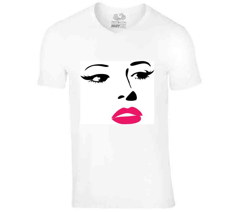 Pink Lips And Lashes Ladies T Shirt