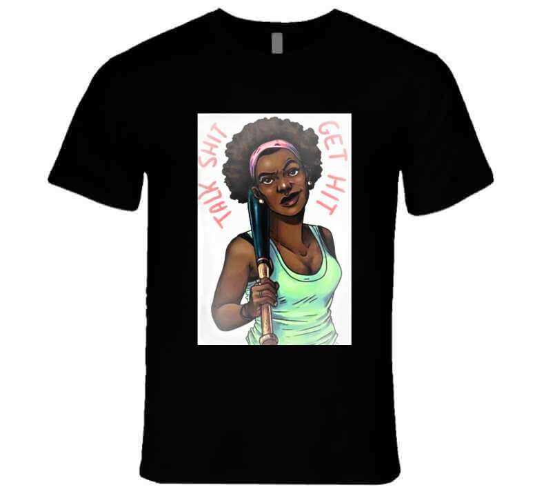 Talk It.. Get Hit ! Black Ladies T Shirt