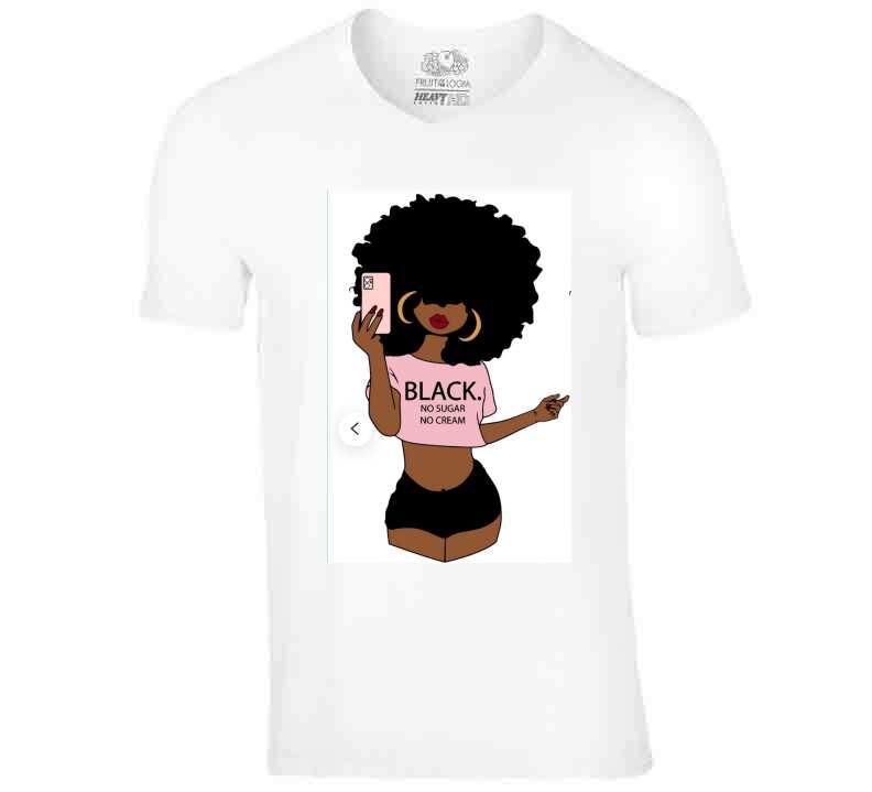 Black No Sugar No Cream ( Pink Tee) Ladies T Shirt