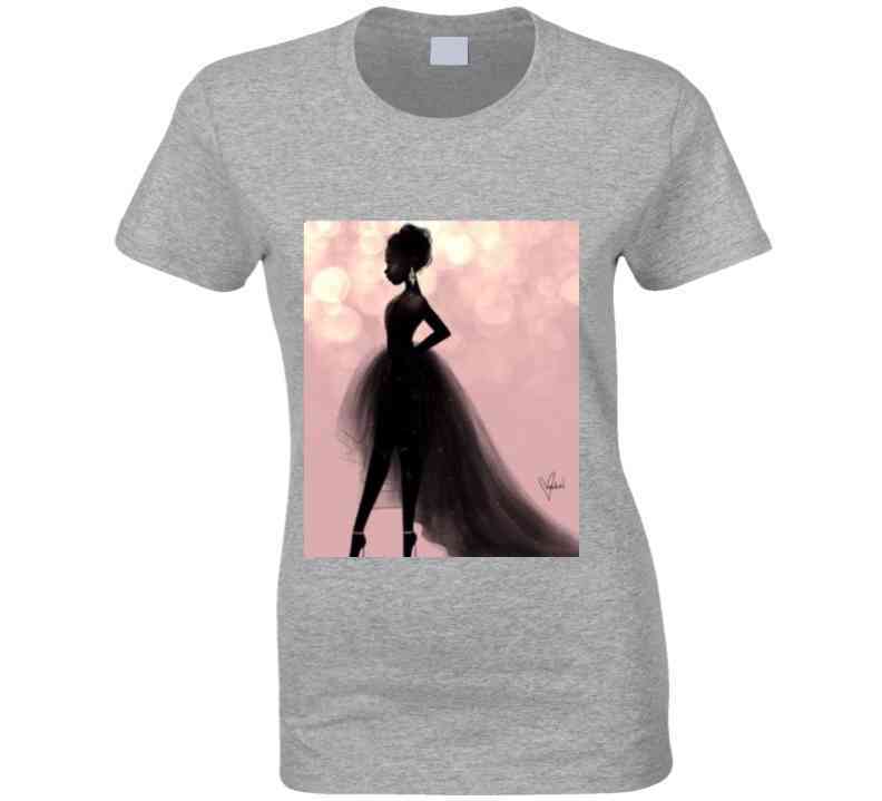 Elegant Lady Gray Ladies T Shirt