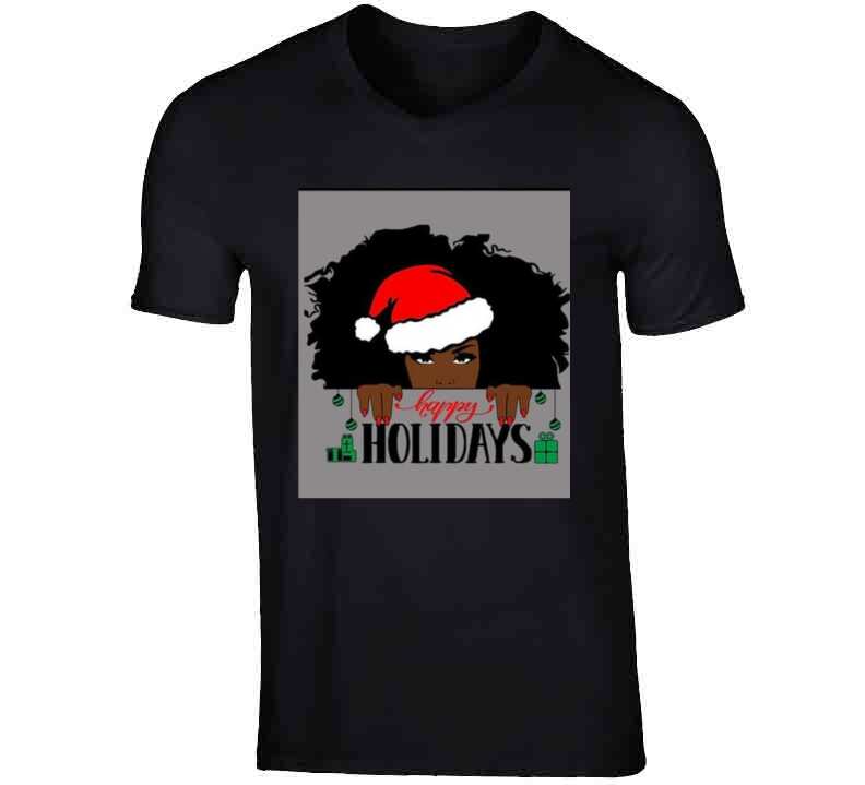 Happy Holidays ( Black ) Ladies T Shirt