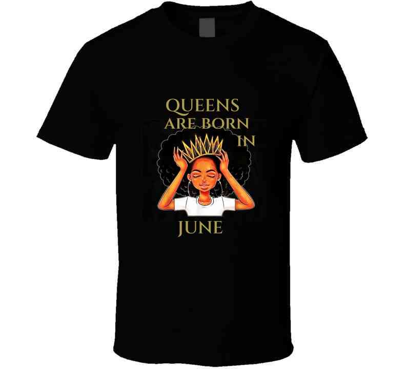 Queens Are Born In June Black Ladies T Shirt