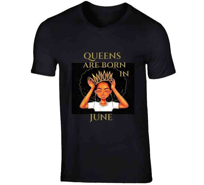 Queens Are Born In June Black Ladies T Shirt