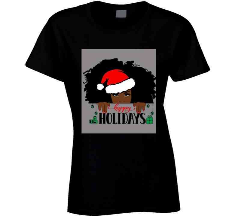 Happy Holidays ( Black ) Ladies T Shirt