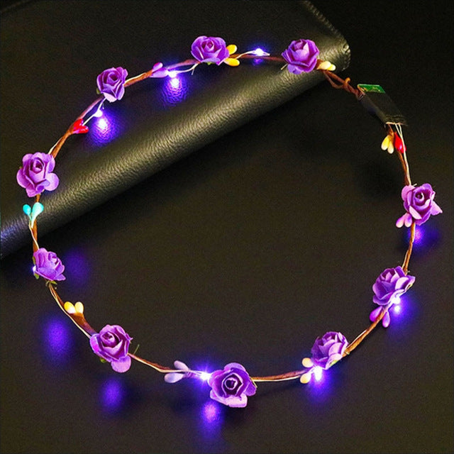 THC/ Women / Girls LED Light Up Flower Headband Flashing