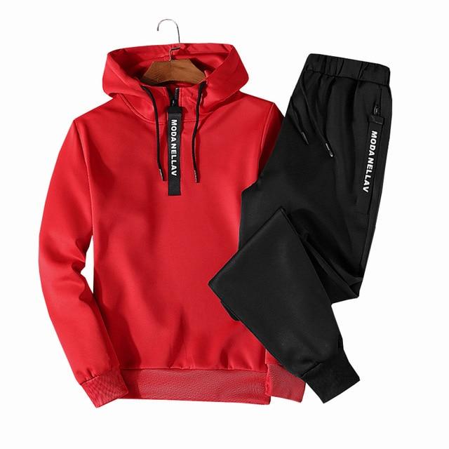 THC 2PC Hoodies Mens Fleece Liner Hooded Sweatshirts + Sweatpants/ Solid Warm 2 Piece Set