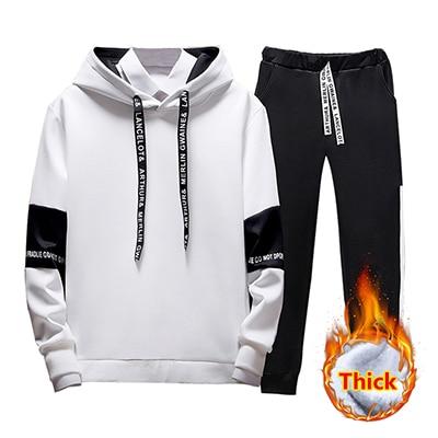 THC 2PC Hoodies Mens Fleece Liner Hooded Sweatshirts + Sweatpants/ Solid Warm 2 Piece Set