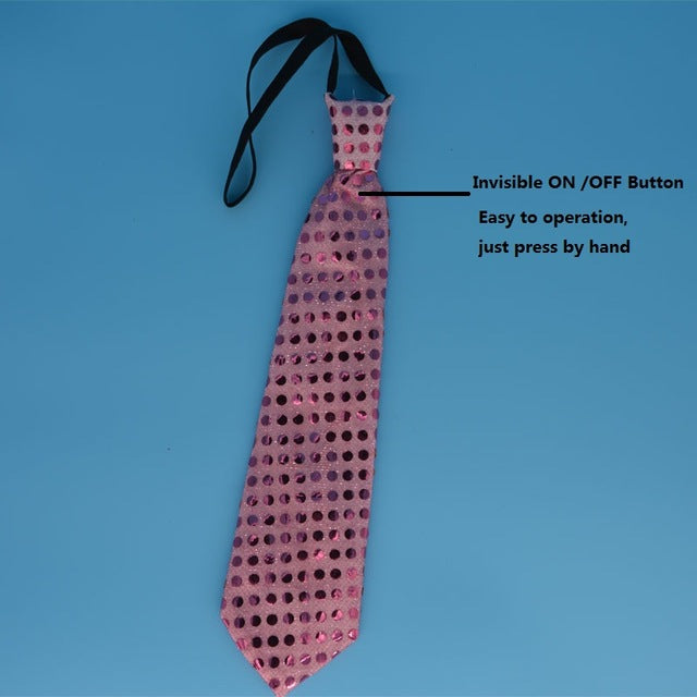 Fashion Colorful Light-Up Necktie Bow Tie Sequins LED Flashing Blinking Ties