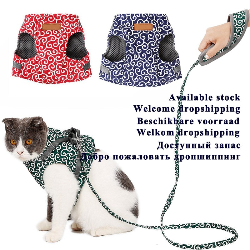 THEHIGHWAYCONNECTION Pet / Dog Cat Vest Outdoor Travel Harness Leash Set