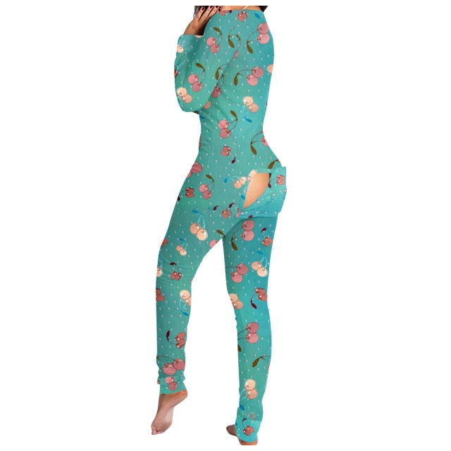 THCNJ Onesie Sexy Fruit Printing Button Flap Ladies Jumpsuit