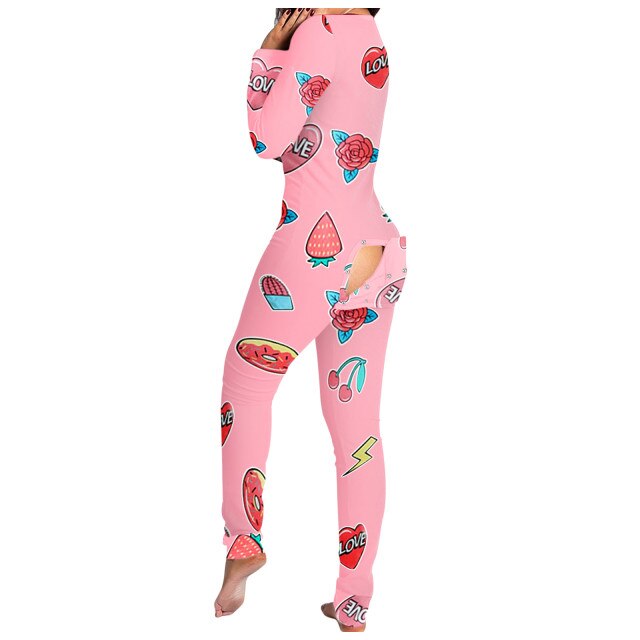 THCNJ Onesie Sexy Fruit Printing Button Flap Ladies Jumpsuit