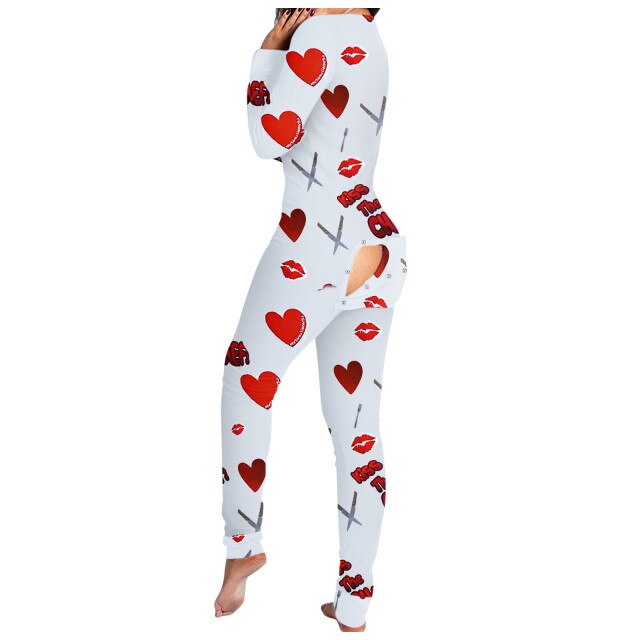 THCNJ Onesie Sexy Fruit Printing Button Flap Ladies Jumpsuit