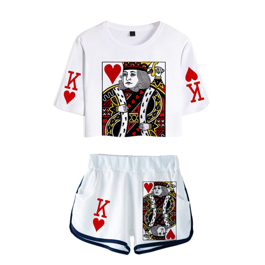 THNNJ  JQK Poker 3D Print Style Two-piece Set