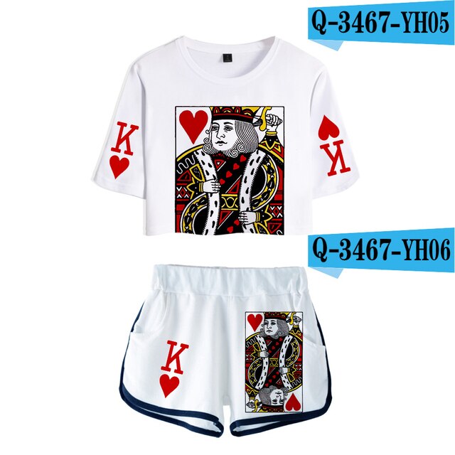 THNNJ  JQK Poker 3D Print Style Two-piece Set