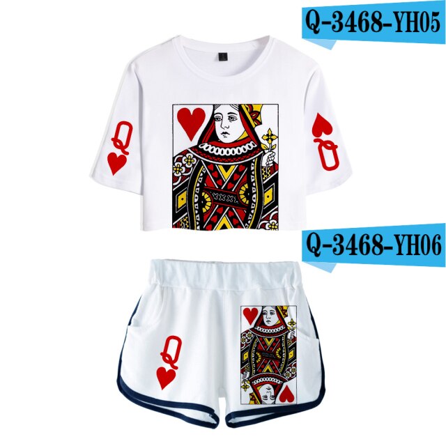 THNNJ  JQK Poker 3D Print Style Two-piece Set