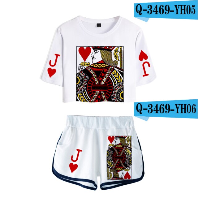 THNNJ  JQK Poker 3D Print Style Two-piece Set