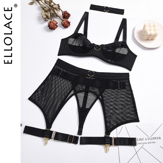 Ellolace Lingerie 4 Piece Set / Lingerie Women Bra with Bones Lingerie Se