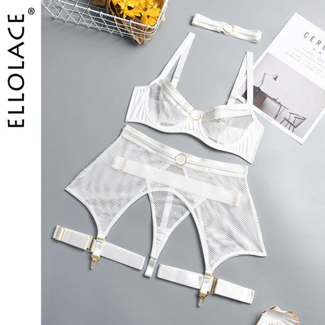 Ellolace Lingerie 4 Piece Set / Lingerie Women Bra with Bones Lingerie Se