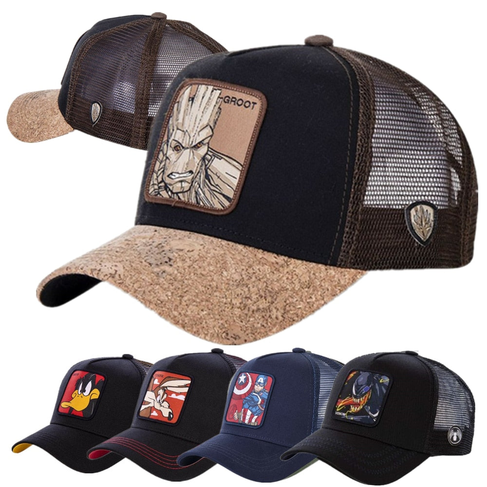 THCNJ Cartoon Mesh Snapback Cap Venom Spiderman Duck Bird Baseball Cap /Trucker Hat