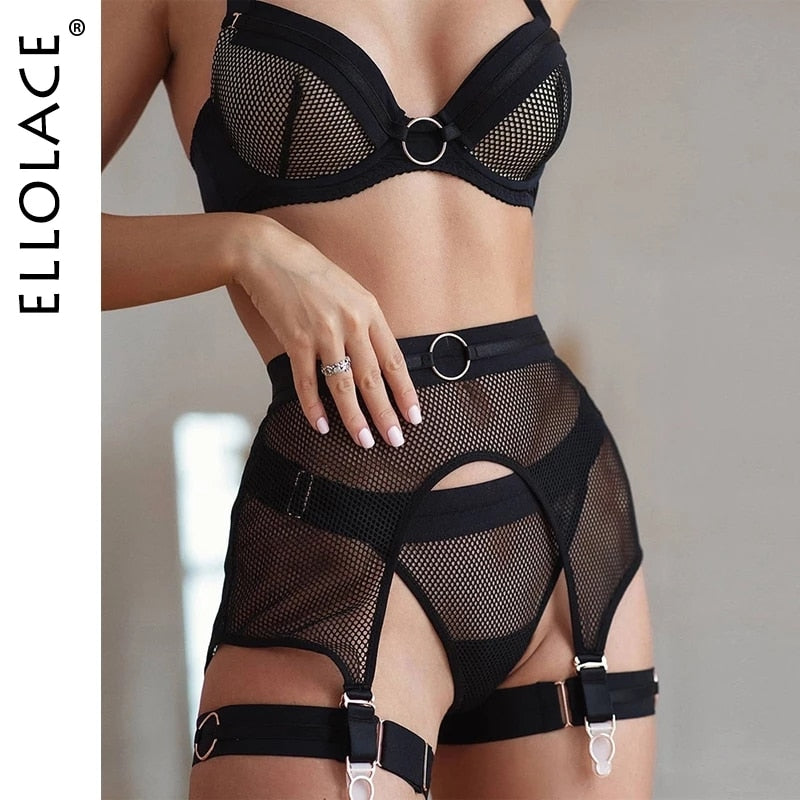 Ellolace Lingerie 4 Piece Set / Lingerie Women Bra with Bones Lingerie Se