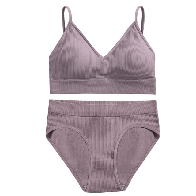 THCNJ / FINETOO Seamless Bra Set Bra (Top + Panty )