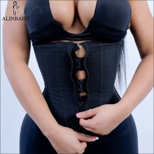 THCNJ Women Latex Waist Trainer Body Shaper Corsets with Zipper