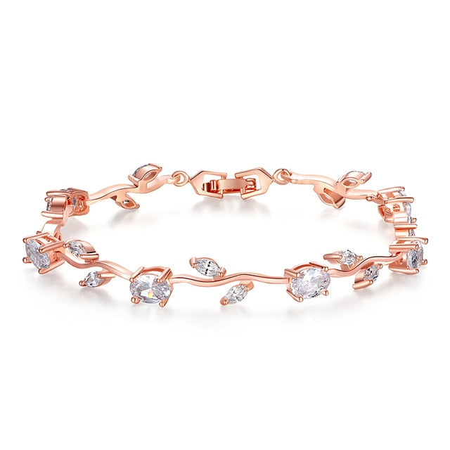 THC Rose Gold Color Leaf Chain Bracelet