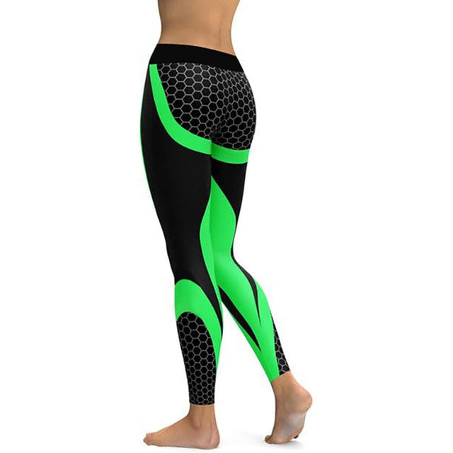 Mesh Pattern Print Leggings fitness Leggings For Women Sporting Workout Leggins Elastic Slim Black White Pants