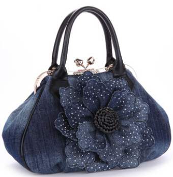 Vogue Star Fashion Denim Flower Shoulder Bag