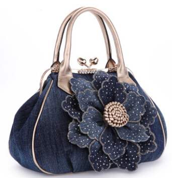 Vogue Star Fashion Denim Flower Shoulder Bag