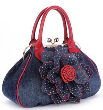 Vogue Star Fashion Denim Flower Shoulder Bag