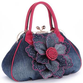 Vogue Star Fashion Denim Flower Shoulder Bag