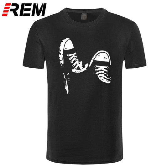 REM Summer Casual Skate Shoes Funny Printed T Shirt Men Cotton Short Sleeve Cool Men's Clothing Brand Tee Shirts Plus Size Tops