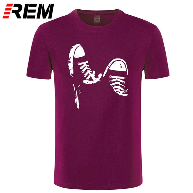 REM Summer Casual Skate Shoes Funny Printed T Shirt Men Cotton Short Sleeve Cool Men's Clothing Brand Tee Shirts Plus Size Tops