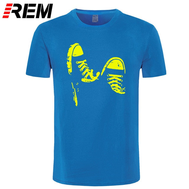 REM Summer Casual Skate Shoes Funny Printed T Shirt Men Cotton Short Sleeve Cool Men's Clothing Brand Tee Shirts Plus Size Tops