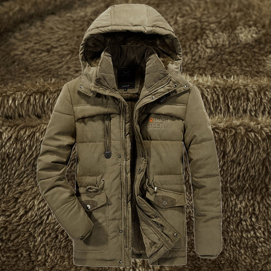 THC Men's Winter Warm Fur Fleece Jacket / Parka/ Hooded Army Jacket