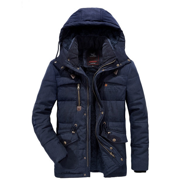 THC Men's Winter Warm Fur Fleece Jacket / Parka/ Hooded Army Jacket