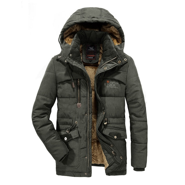 THC Men's Winter Warm Fur Fleece Jacket / Parka/ Hooded Army Jacket