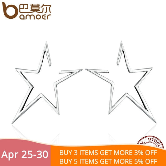 New Arrival Authentic 925 Sterling Silver Exquisite Star Stud Earrings for Women Hyperbole Fine Jewelry Bijoux SCE107