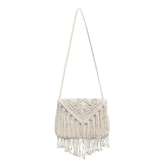 THC Straw Bag Women Messenger Shoulder Bag Popular Summer Cotton Rope Hollow Tassel Tote Women Knitting Crossbody Bags Handbag